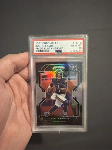 2021 Panini Chronicles - Prizm Black Justin Fields #PB-3 Silver Prizm (RC)