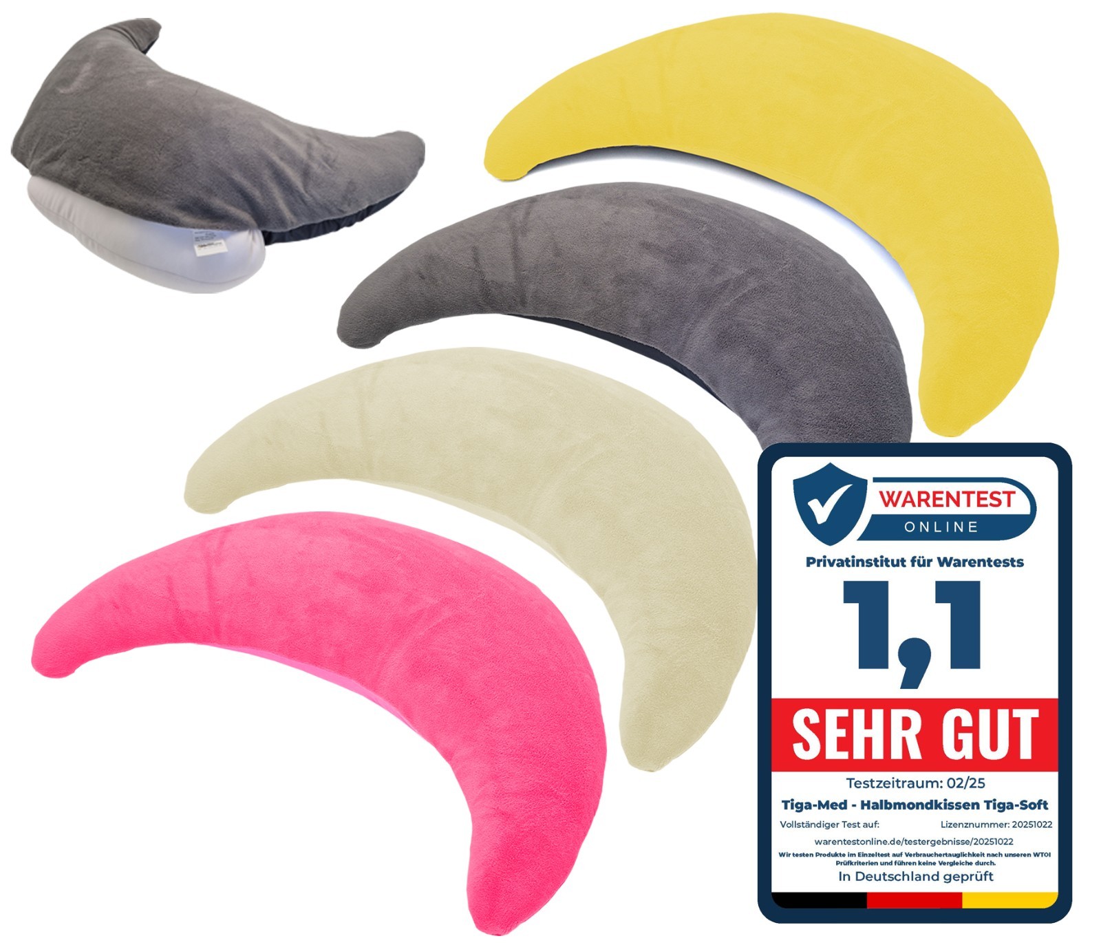 TIGA-MED XXL Halbmondkissen | Stillkissen | Nackenkissen | mit Mikroperlen