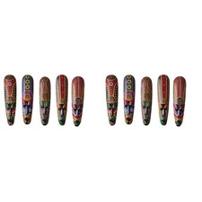 2X Wooden Wall Hanging Solid Wood Painted Wall Decor African7340
