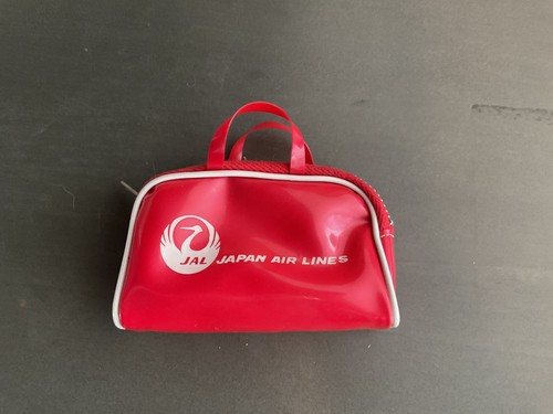 Vintage Japan Air Lines Airlines Vinyl Miniature Travel Bag Red with JAL Logo