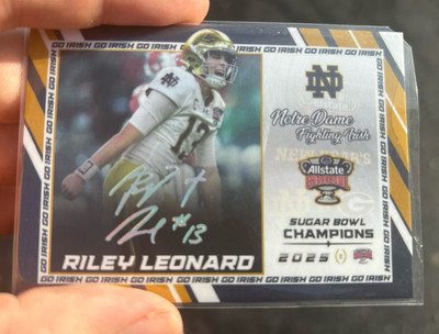 Riley Leonard Notre Dame Football Card 2025 Orange Bowl CFP Holo Auto
