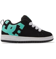 DC Shoes Unisex Kids' Court Graffik Shoes Black/Aqua - ADBS100207-BA2, Black/Aqu