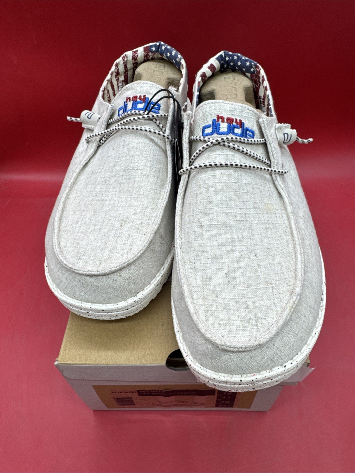 HEY DUDE WENDY OFF WHITE PATRIOTIC 121410184 US Women's Sz 12 thumbnail 4