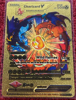 V Evolution Golden Foil Charizard HP508, Wild Flames 500K. (1602