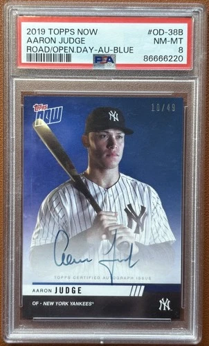 2019 Topps NOW Aaron Judge On Card Auto Blue Color Match /49 NY Yankees PSA 8