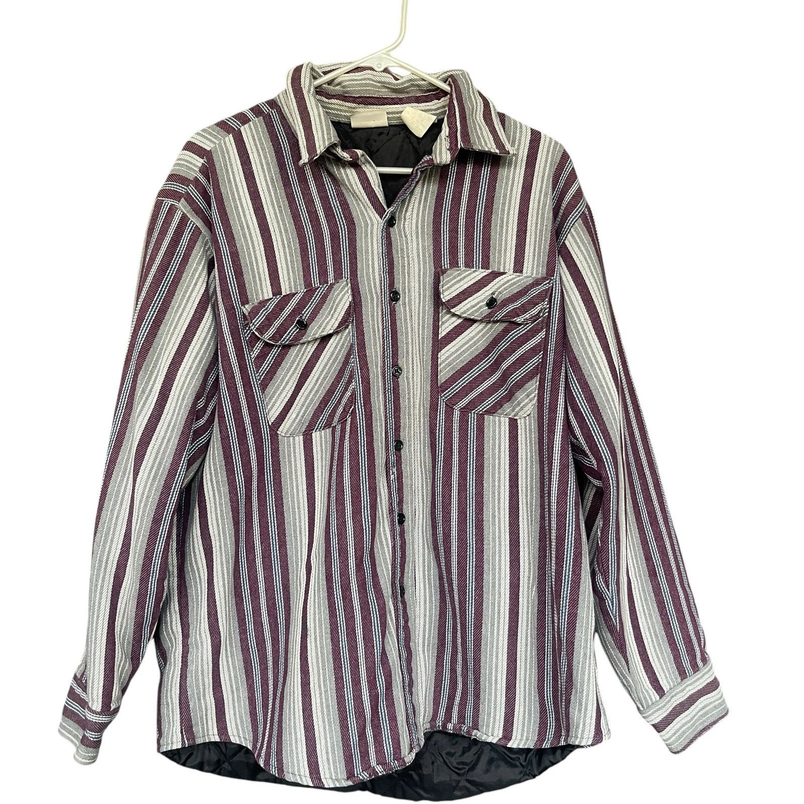 Field & Stream Quilted Lined Striped Flannel Shirt Jacket Mens XL Shacket