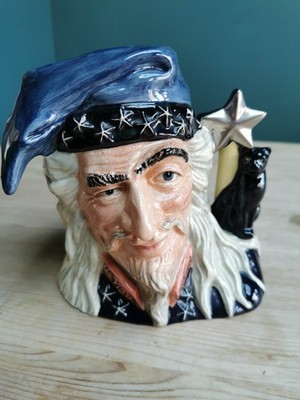 Der Zauberer mit schwarzer Katze großer Royal Doulton Toby Krug D6862