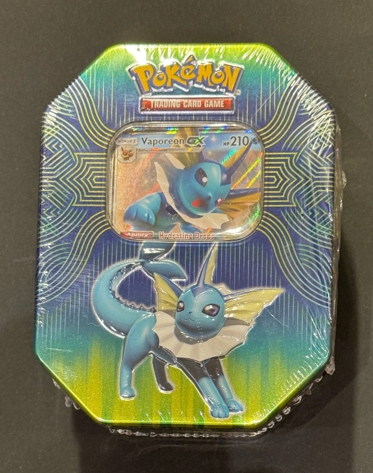 Pokémon TCG Vaporeon Elemental Powers Tin Brand New Sealed SWSH Reprint Damaged