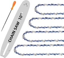 10 Inch Chainsaw Chain 5-Piece Kit with 10-Inch Guide Bar – S40 3/8" LP... 