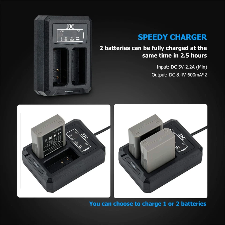 Cargador de batería doble BLN-1 cable USB incorporado compatible con Olympus OM-D E-... Foto 4 de 4