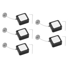 5Set 6.6ft Retractable Remote Square Remote Cable Locks Black Round Iron Cap 
