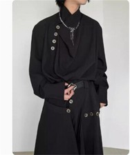 Men's Fashion Long Sleeve Loose Shirt Casual Retro Tops unisex Blouses