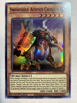 1x (NM) Swordsoul Auspice Chunjun - BODE-EN006 - Super Rare 1x (NM) Swordsoul Auspice Chunjun - BODE-EN006 - Super Rare
