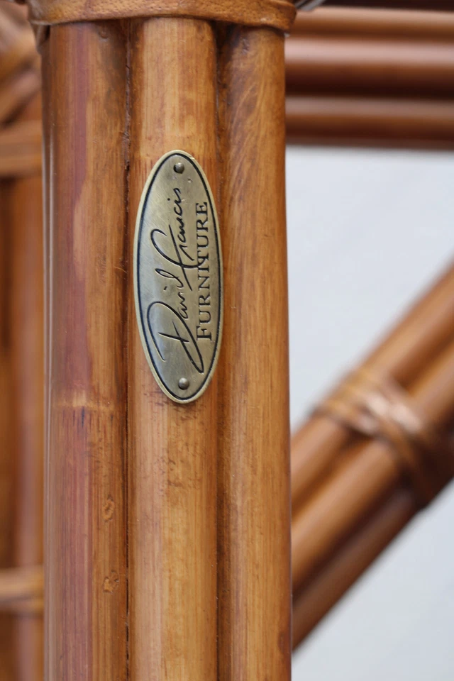 Mesa de centro cuadrada lisa de bambú ratán estilo David Francis McGuire marcada rara Foto 2 de 4