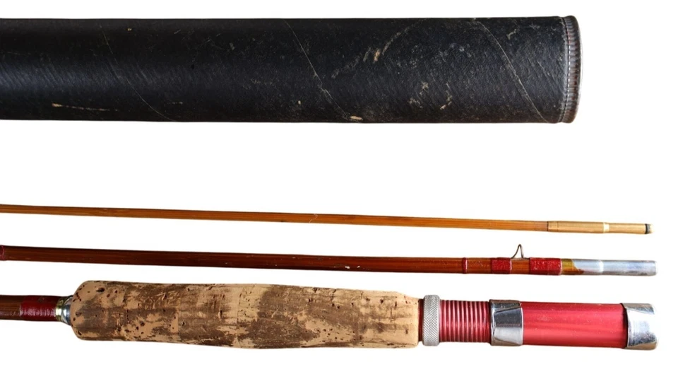 Vintage Genuine Tonkin Cane Ike Walton Bamboo Fly Fishing Rod 3-Piece w/ Case - Image 2 of 4