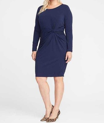 navy twist front dress