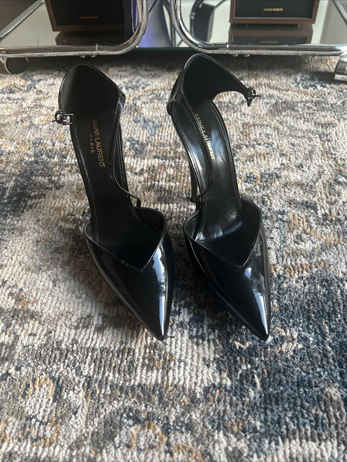 Décolleté Saint Laurent Zizi Osary nere in pelle verniciata tacchi plateau YSL