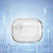 For Airpods 2nd Gen / 1st Gen Pro 3rd Gen Soft Clear Case with Secure Lock Clip