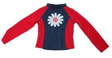 Lands' End Girls Size M 5-6 Red Blue Flower Design Long Sleeve Rash Guard Swim