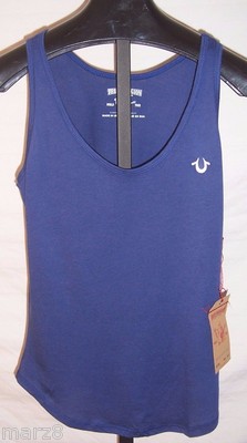NWT True Religion blue Tank Top Misses Size Extra small with White