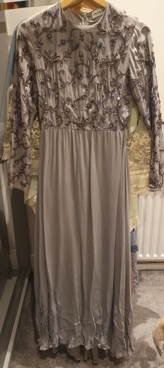 Wedding party bridesmaid dress Inayah Grey Embellished Maxi Dress Size Xs |  eBay UK
