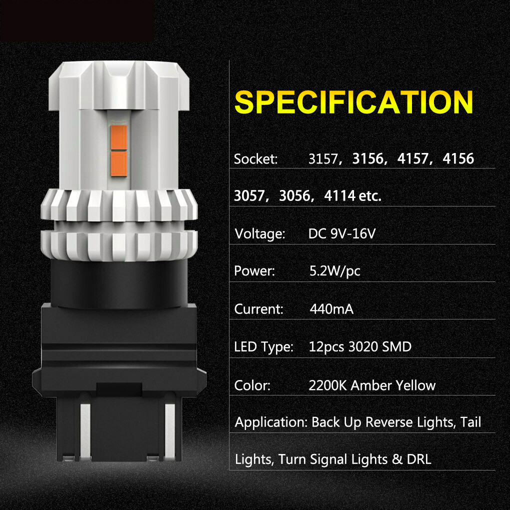 2 Lampadine LED Auto OPRAH 1156 1157 7443, Luce Bianca 6000K, 12V, Per Stop, Retro, Frecce, Fendinebbia, Canbus