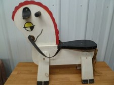 Vintage Child Size Toddler Wooden Rocking Horse turned into Stationary Rideable