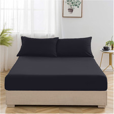 Ultra Soft 5 PC Duvet Set /6 PC Sheet Set Black Solid Egyptian Cotton