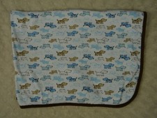 Little Me Puppy Dog Baby Blanket Blue Tan White Brown Thin Single Ply Lovey