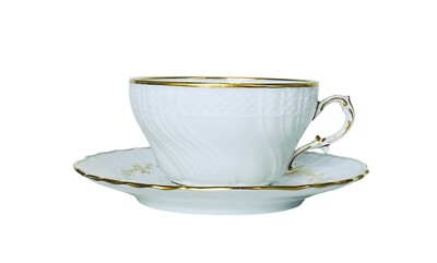 Richard Ginori FIRENZE Pittoria White Swirl Gold Leaf Cup & Saucer