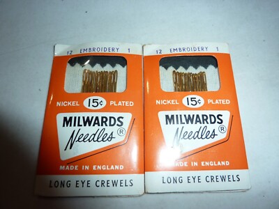 Vintage MILWARDS LONG EYE CREWELS EMBROIDERY 2 SETS 12 NEEDLES EACH ENGLAND