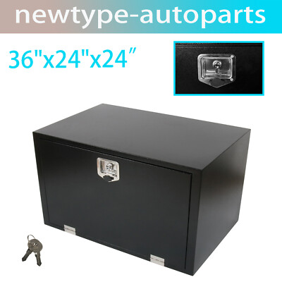 36''X24''X24'' Black Steel Pickup Truck Trunk Bed Tool Box Storage + Lock + Key