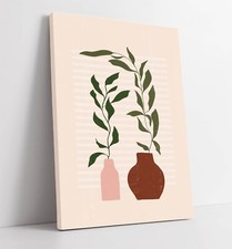 PRETTY MINIMALIST BOTANICAL LEAVES BOHO FRAMED CANVAS WALL ART PICTURE PRINT