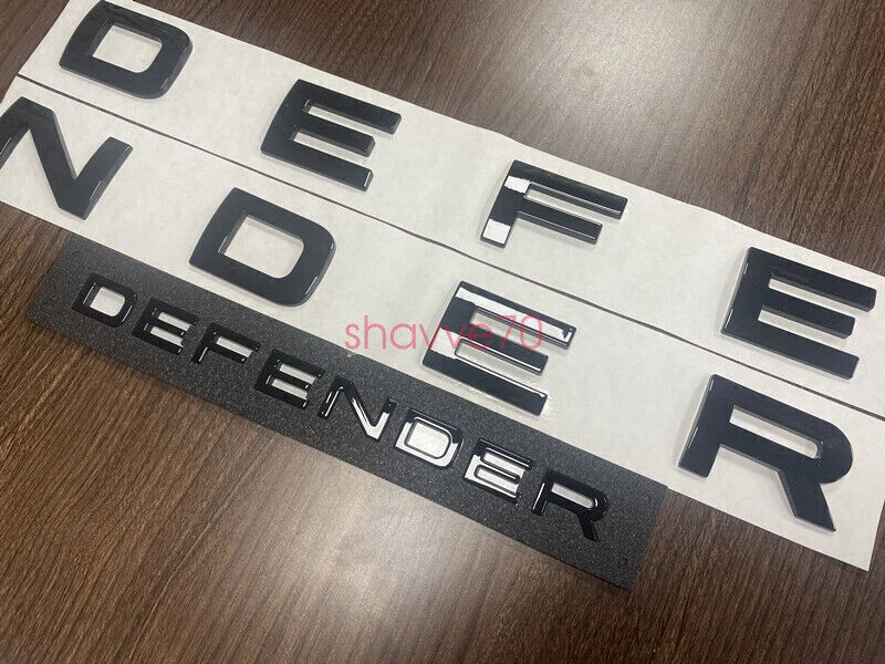 2PCS DEFENDER MATTE BLACK HOOD + TAIL BADGE LETTERS FIT LAND ROVER 2020+ - Imagem 3 de 4