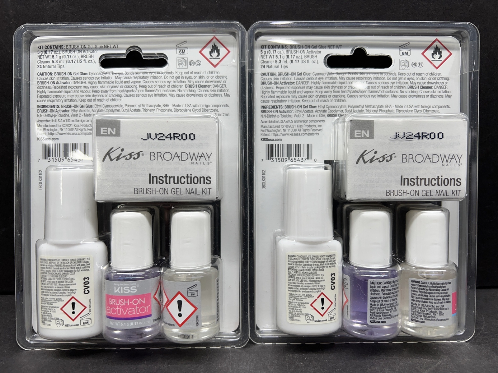 2x Kiss BRUSH ON GEL NAIL KIT w/ Natural Tips French Manicure Press On