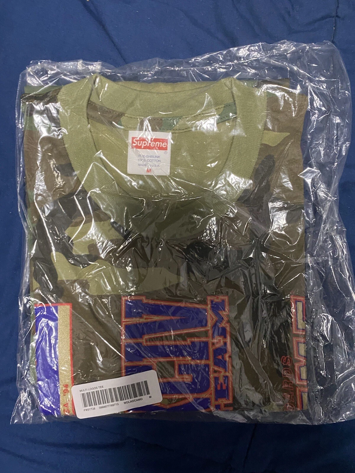 tee shirt supreme multi logos camouflage bois taille medium neuf