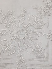 Vintage Linen Embroidered Handkerchief New 12 inches