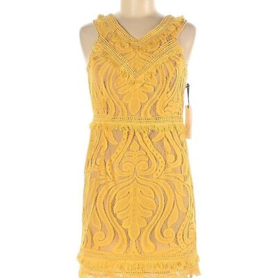 Ryse the Label Yellow Lace Ruffled Mini Dress