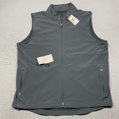 Peter Millar Crown Sport Vest Full Zip Mens XL Gray Mock Neck Performance