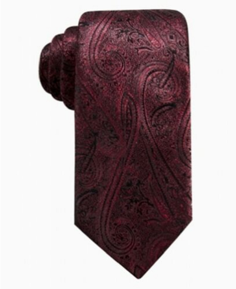 Ryan Seacrest Distinction Mens Felipe Red Silk Metallic Neck Tie O/S