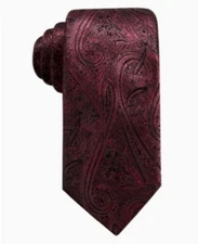 Ryan Seacrest Distinction Mens Felipe Red Silk Metallic Neck Tie- OS