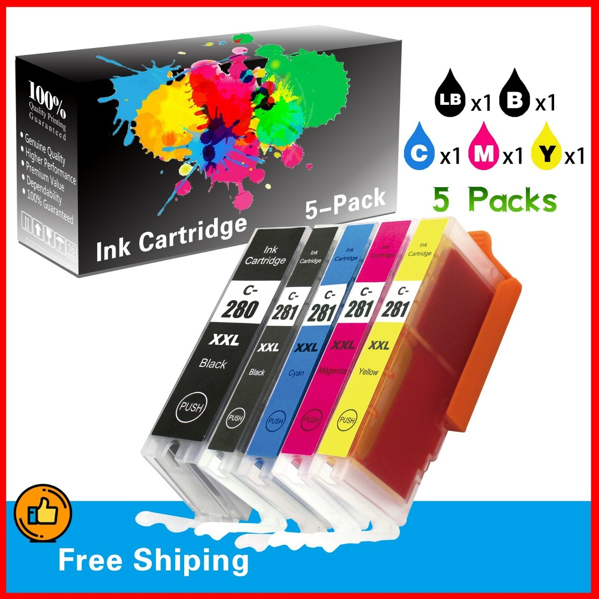 Inkjetcorner Compatible Ink Cartridge Replacement For CLi-221BK CLI-221 For Use With - View #4