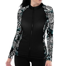 Spacefish Army Full Zip Women's Rashguard - Electric Blue Octofloral