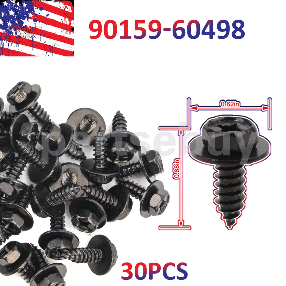 30pcs Screw Bolt Retainer Fender Liner Under Cover For 2007-2018 Toyota Yaris - Image 2 of 4