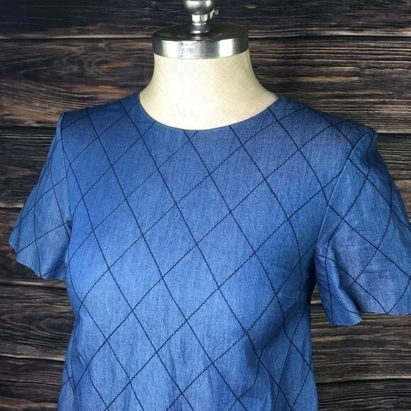 Abito a tunica Kate Spade New York trapuntato in denim chambray sopra il ginocchio taglia 2