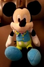 "Just Play" DISNEY Plush Souvenir Mickey Mouse w/Blue & Green Clothes; 10" Toy