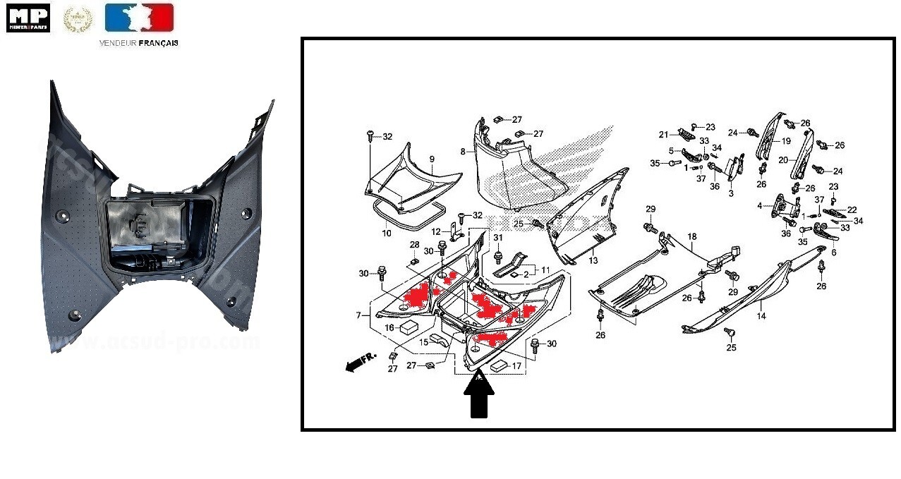Marche pieds Honda SH 125 usé ? Changez pour le plancher OEM 2013-2016