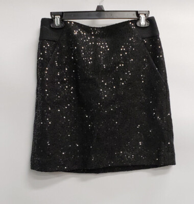 Ann Taylor LOFT Womens Pencil Skirt Black Sequin size NWT