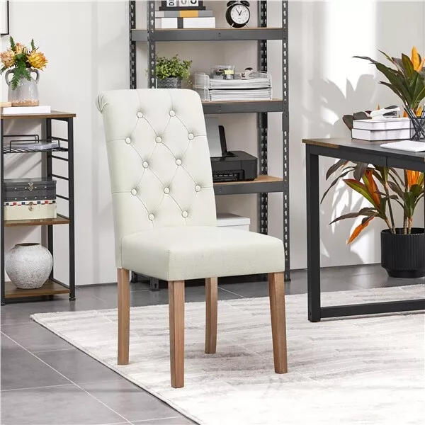 Dining Chairs 2pcs Fabric Kitchen Chairs High Back Upholstered