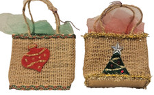 Two Super Cute Burlap Christmas Tree Ornaments/ Christmas Fun 